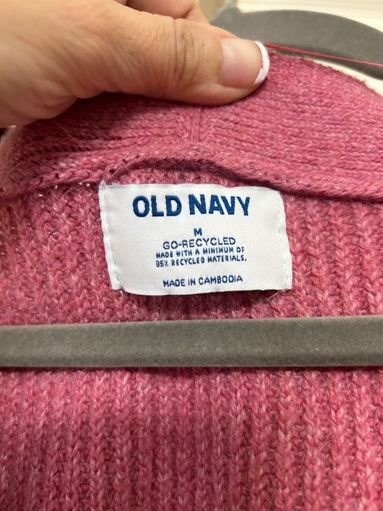 Old Navy Women's Rose Pink Ribbed Button Cardigan Soft Sustainable Recycled - Picture 2 of 10